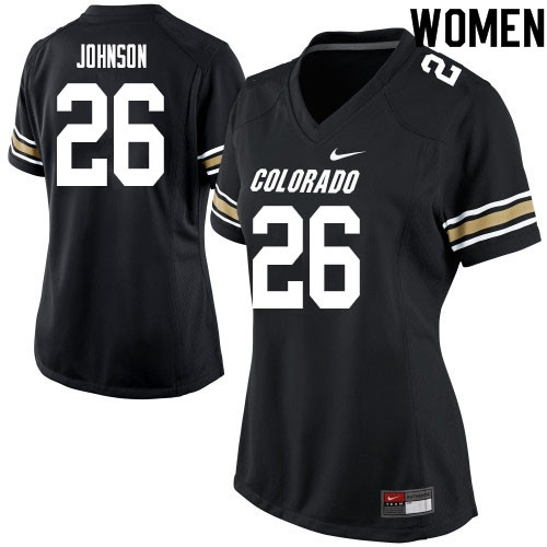 Women #26 Dustin Johnson Colorado Buffaloes College Football Jerseys Sale-Black